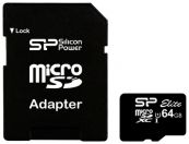Карта памяти Silicon Power MicroSDXC 64 Gb class 10 Elite UHS-I