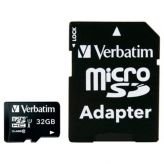 Карта памяти Verbatim microSDHC 32Gb Class 10 + SD адаптер (44083)