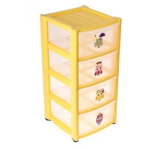 Комод детский Пластишка на колёсиках, 4 ящика, жёлтый