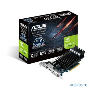 Видеокарта ASUS GeForce GT 730 (PCI-E 2.0, 2048 MB, GDDR3, 64 bit, Base: 902 MHz, 1800 MHz, 28nm, GK208-301, 384/32/8, БП от 300 Вт, пассивное охлаждение, низкопрофильная (с планкой), двухслотовая, длина 137 мм, DirectX 11, Open GL 4.5, D-Sub x 1, DVI-D x 1, HDMI x 1) Retail [ GT730-SL-2GD3-BRK ] ASUS GeForce GT 730