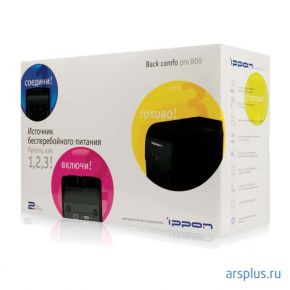 ИБП Ippon Back Comfo Pro NEW 800 black (line-interactive, евро 6 +2, порт RJ-11, 480 Вт/800 VA, COM (RS-232) + USB, COM-кабель + USB-кабель) Ippon Back Comfo Pro NEW 800 black