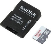 Карта памяти SanDisk microSDHC 32Gb Class10 Ultra+SD адаптер (SDSQUNB-032G-GN3MA)