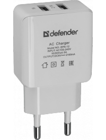 Defender Зарядное устройство DEFENDER EPA-12 2 порта USB83530